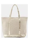 Vanessa Bruno Large Cabas Sequin-embellished Linen Tote Bag In Beige