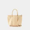 Vanessa Bruno Small Sequin-trimmed Linen Tote Bag In Beige