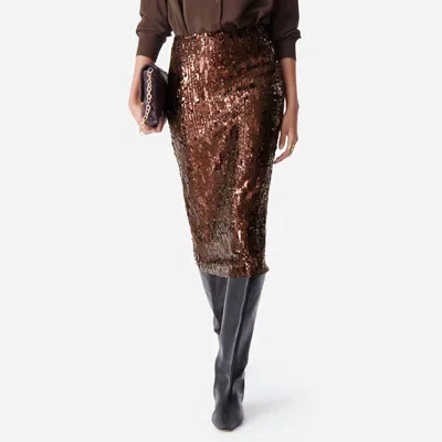 Vanessa Bruno Women's Dirma Sequin Skirt In Cafe In Brown