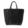 Vanessa Bruno Sequins And Canvas Medium Zipped Tote In Black