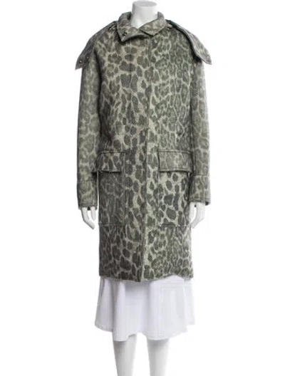 Pre-owned Vanessa Bruno Wool Animal Print Faux Fur Coat In Neutral