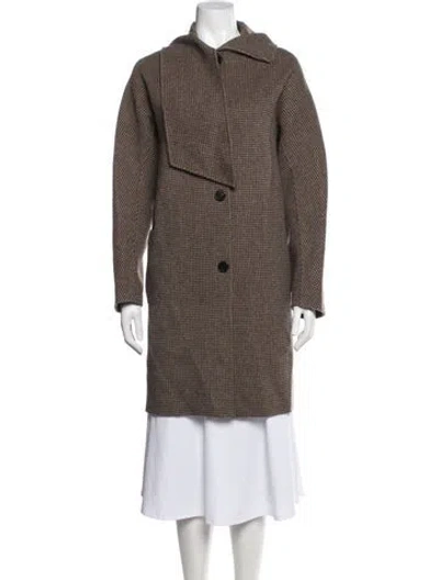 Pre-owned Vanessa Bruno Wool Houndstooth Print Coat In Brown