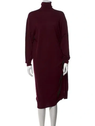 Pre-owned Vanessa Bruno Wool Midi Length Dress In Burgundy