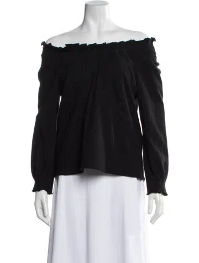 Pre-owned Vanessa Bruno Wool Off-the-shoulder Top In Black