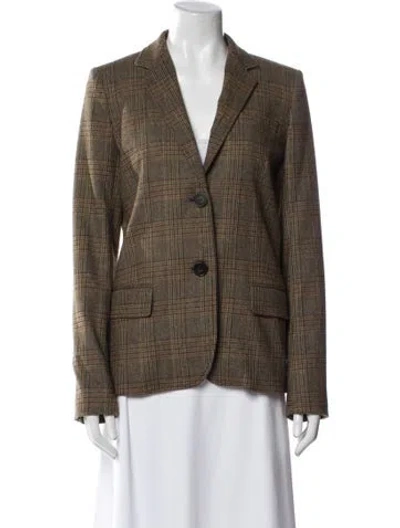Pre-owned Vanessa Bruno Wool Plaid Print Blazer In Neutral