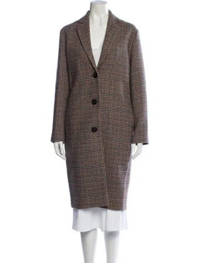 Pre-owned Vanessa Bruno Wool Plaid Print Coat In Neutrals