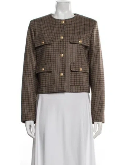 Pre-owned Vanessa Bruno Wool Tweed Pattern Jacket In Brown