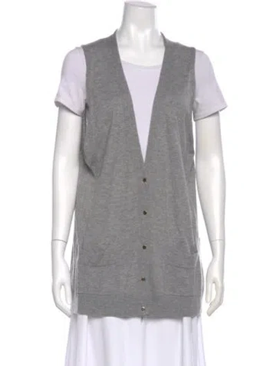 Pre-owned Vanessa Bruno Wool V-neck Sweater In Gray