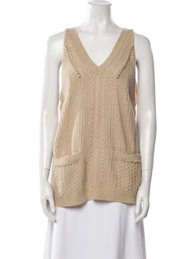 Pre-owned Vanessa Bruno Wool V-neck Sweater In Neutral