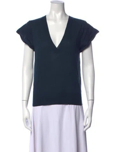Pre-owned Vanessa Bruno Wool V-neck Top In Blue