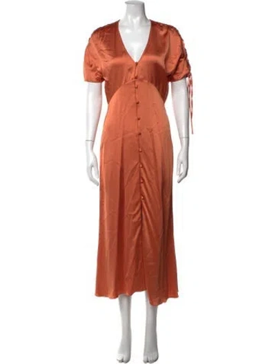 Pre-owned Vanessa Cocchiaro V-neck Midi Length Dress In Orange