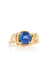 Vanessa Fernández 18k Yellow Gold Blue Sapphire Cushion Ring