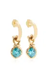 Vanessa Fernández 18k Yellow Gold Blue Zircon Cushion Hoops