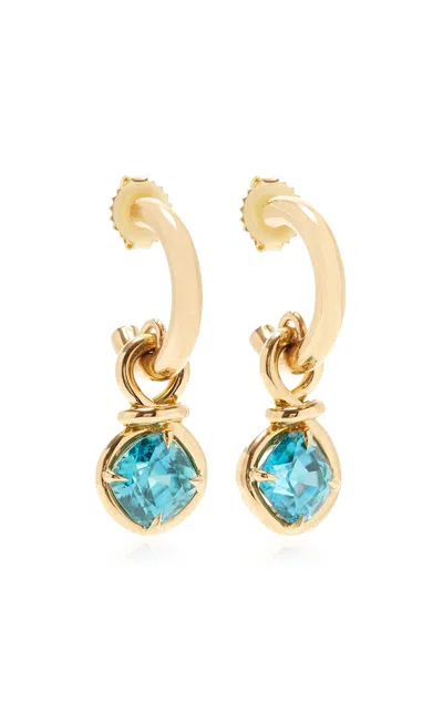 Vanessa Fernández 18k Yellow Gold Blue Zircon Cushion Hoops
