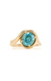 Vanessa Fernández 18k Yellow Gold Blue Zircon Oval Ring