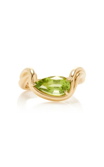 Vanessa Fernández 18k Yellow Gold Peridot Pear Ring In Green
