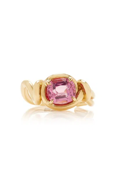 Vanessa Fernández 18k Yellow Gold Pink Spinel Cushion Ring