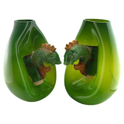 Pre-owned Vanessa Mitrani Verre Soufflé - Tuile Faitière - Céramique - Chine - 21e In Green