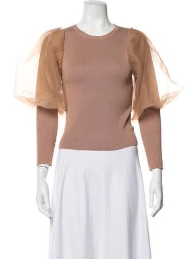 Pre-owned Vanessa Scott Crew Neck Long Sleeve Top In Neutrals