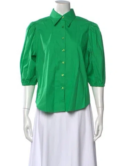 Pre-owned Vanessa Scott Three-quarter Sleeve Button-up Top W/ Tags In Green