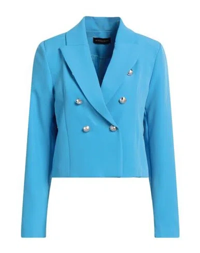 Vanessa Scott Woman Blazer Azure Size L Polyester, Elastane In Blue