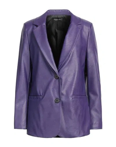 Vanessa Scott Woman Blazer Purple Size S Viscose, Polyurethane
