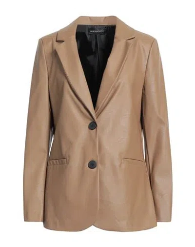 Vanessa Scott Woman Blazer Sand Size S Viscose, Polyurethane In Beige