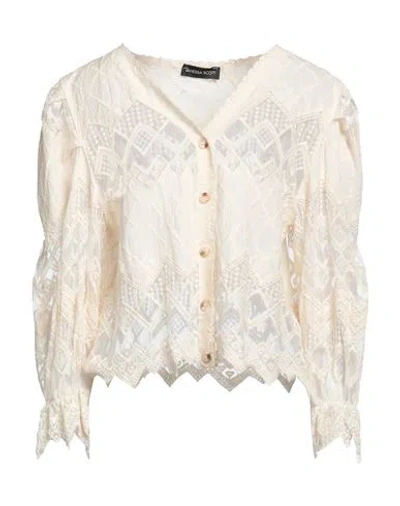 Vanessa Scott Woman Cardigan Beige Size L Cotton