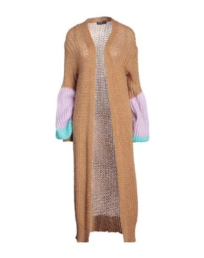 Vanessa Scott Woman Cardigan Camel Size S Acrylic, Polyamide, Wool, Mohair Wool In Beige