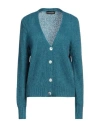 Vanessa Scott Woman Cardigan Deep Jade Size Onesize Acrylic, Polyamide, Mohair Wool In Blue