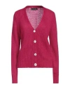 Vanessa Scott Woman Cardigan Fuchsia Size Onesize Acrylic, Polyamide, Mohair Wool In Pink