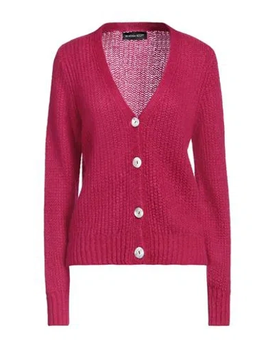 Vanessa Scott Woman Cardigan Fuchsia Size Onesize Acrylic, Polyamide, Mohair Wool In Pink