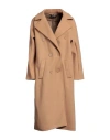Vanessa Scott Woman Coat Camel Size M Polyester, Viscose, Elastic Fibres In Beige
