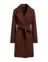 Vanessa Scott Woman Coat Dark Brown Size Onesize Polyester, Viscose, Elastane