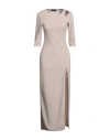 Vanessa Scott Woman Midi Dress Beige Size S Polyester, Elastane