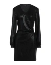 Vanessa Scott Woman Mini Dress Black Size M/l Polyester, Lurex In Black