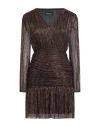Vanessa Scott Woman Mini Dress Black Size M/l Polyester, Lurex In Yellow