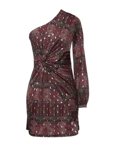 Vanessa Scott Woman Mini Dress Burgundy Size M/l Polyester, Elastane In Red