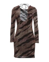 Vanessa Scott Woman Mini Dress Camel Size L Nylon, Metallic Fiber, Elastane In Beige