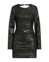 Vanessa Scott Woman Mini Dress Black Size M/l Polyester, Elastane In Gold