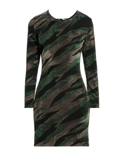 Vanessa Scott Woman Mini Dress Green Size L Nylon, Metallic Fiber, Elastane In Green