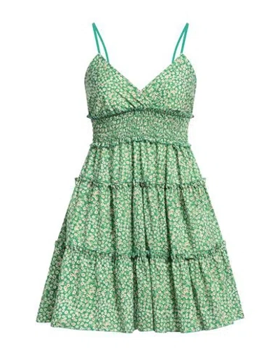 Vanessa Scott Woman Mini Dress Green Size Onesize Polyester, Elastane