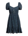 Vanessa Scott Woman Mini Dress Navy Blue Size M Cotton