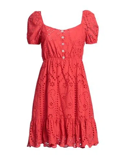 Vanessa Scott Woman Mini Dress Red Size M Cotton