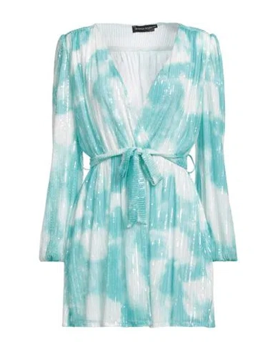 Vanessa Scott Woman Mini Dress Turquoise Size M Polyester, Elastane In Blue