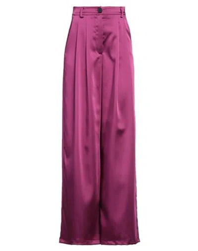 Vanessa Scott Woman Pants Mauve Size L Polyester, Elastane In Purple