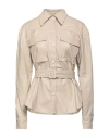 Vanessa Scott Woman Shirt Beige Size M Polyester, Polyurethane In Beige