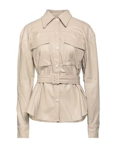 Vanessa Scott Woman Shirt Beige Size M Polyester, Polyurethane