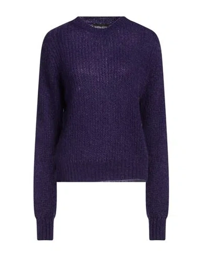Vanessa Scott Woman Sweater Dark Purple Size Onesize Acrylic, Polyamide, Mohair Wool In Purple