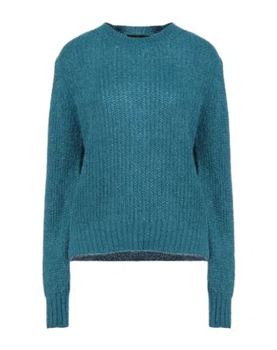 Vanessa Scott Woman Sweater Deep Jade Size Onesize Acrylic, Polyamide, Mohair Wool In Blue